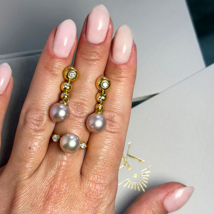 Комплект с Морским Жемчугом и Бриллиантами