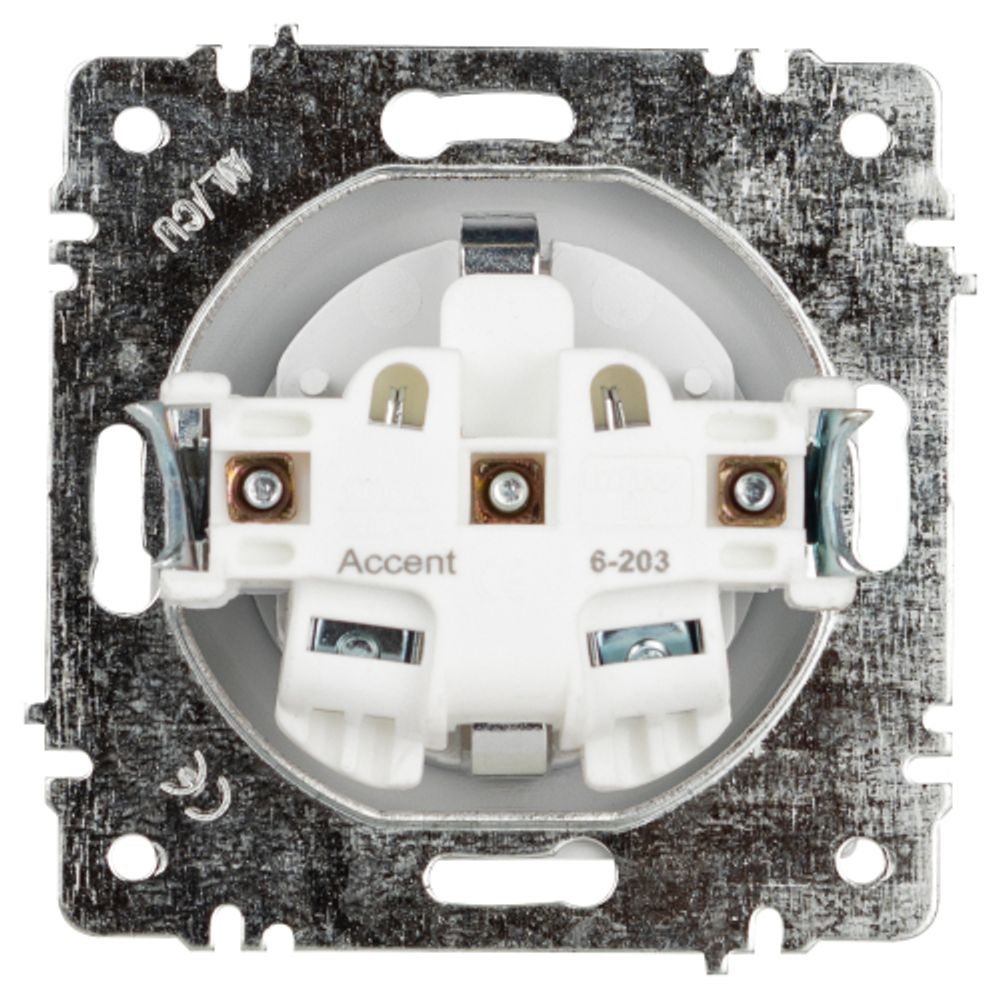 Розетка Intro Accent 6-203-01 с заземлением 2P+E Schuko с крышкой 16А-250В IP20 СУ AL/CU белый