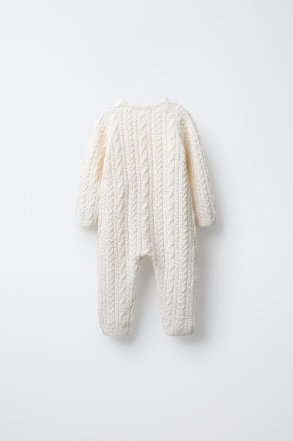 ZARA ВЯЗАНЫЙ КОМБИНЕЗОН С УЗОРОМ «КОСЫ», ЭКРЮ