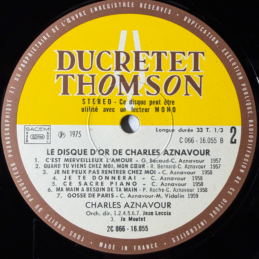 Charles Aznavour ‎– Le Disque D'Or De Charles Aznavour (Франция 1975г.)
