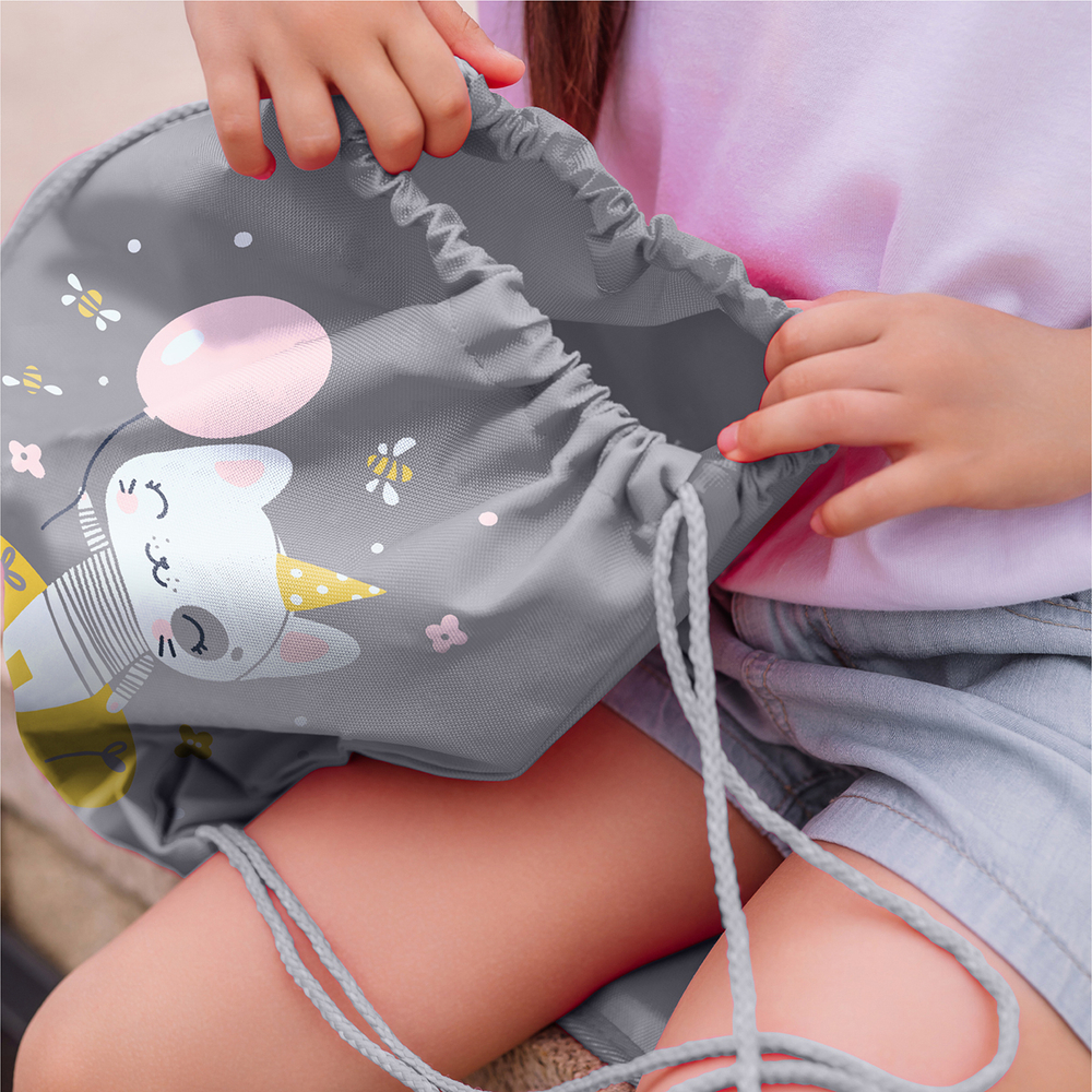 Мешок в садик 33х40, Котик (серый)