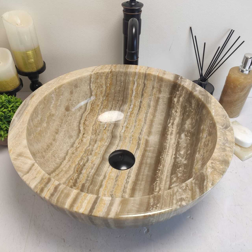 Раковина из оникса Bowl Grey Medium BO-60653 3cm 45*45*17