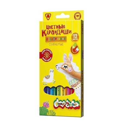 Карандаши 12цв., 3-гран., пластик., стираемые с ластиком (Каляка-маляка)