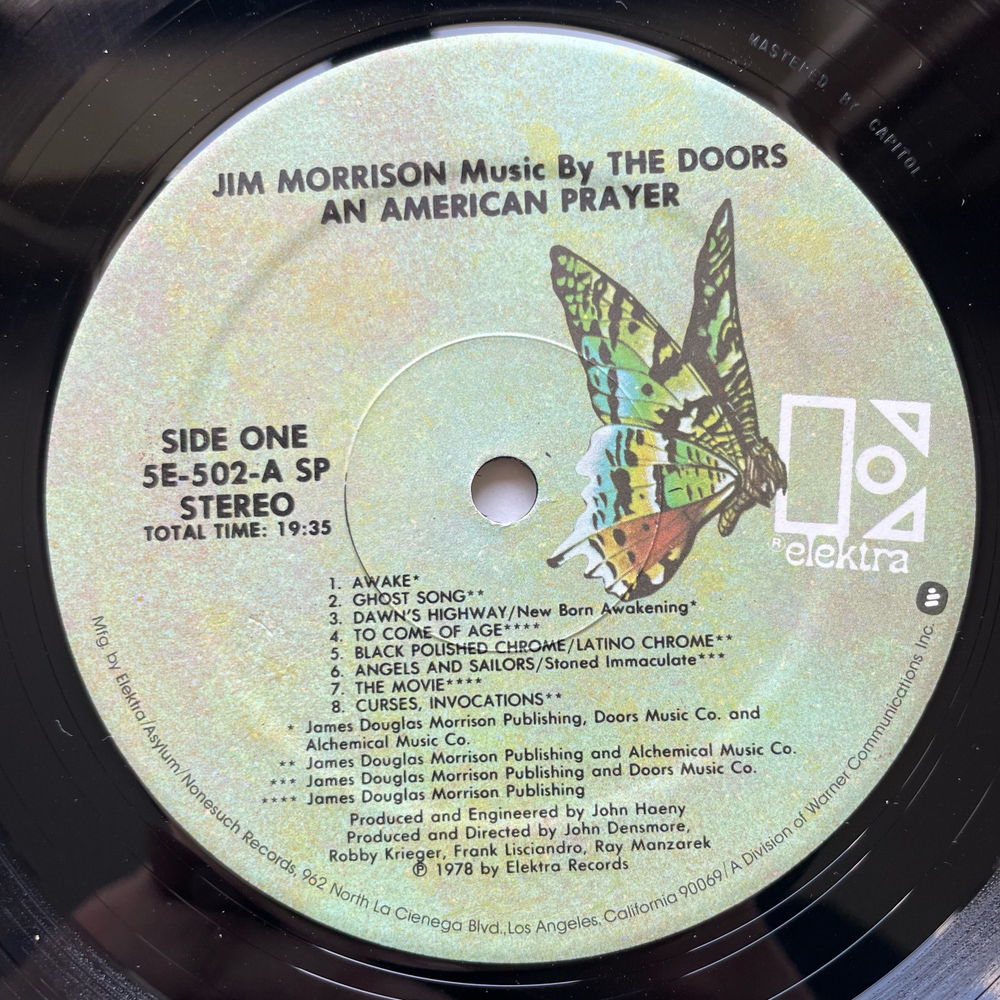 Винтажная виниловая пластинка LP Jim Morrison Music By The Doors An American Prayer (США 1978)