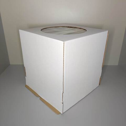 Коробка для торта с окном белая 28х28х30 см