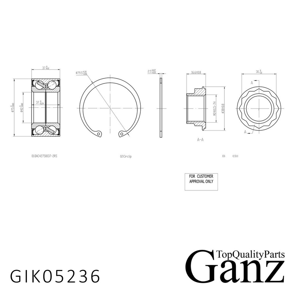 Подшипник ступицы задний BMW E36/E46 all 91-01 excl.3.0L /дисковый тормоз GANZ GIK05236