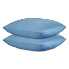 Набор наволочек из премиального сатина джинсово-синего цвета из коллекции essential, 70х70 см