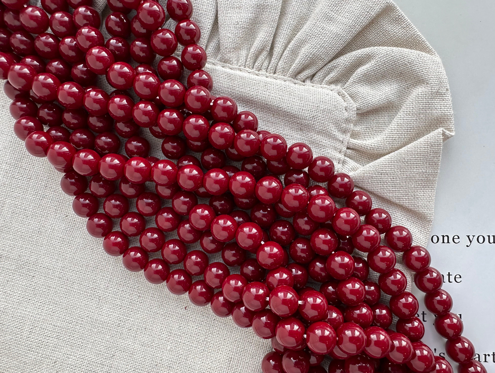 "Жемчуг круглый" 8мм, "Майорка. Имитация" (винный цвет)