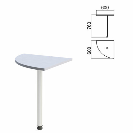 Стол приставной угловой "Арго", 600х600х760, серый/опора хром (КОМПЛЕКТ)
