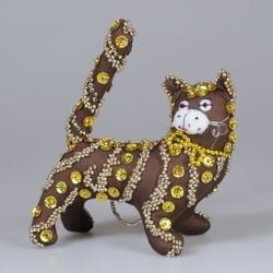 Бисерная ёлочная игрушка Кот сложный