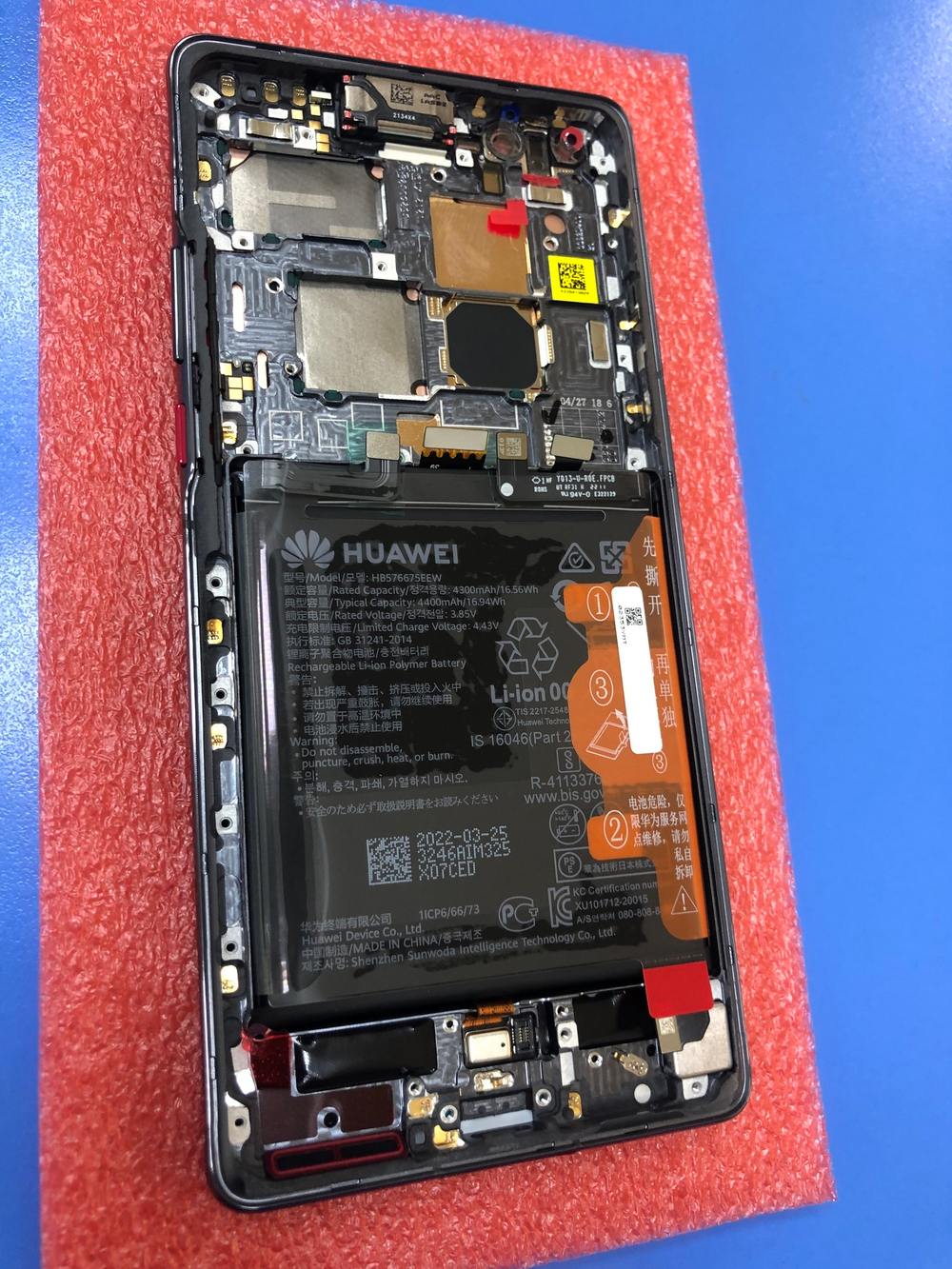 Дисплей в сборе с тачскрином, рамкой и новой акб чёрный для Huawei Mate 40 Pro Оригинал Сервисный