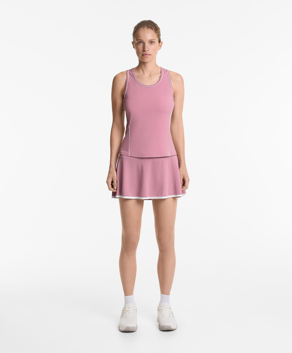 Oysho Футболка без рукавов с окантовкой, розовый