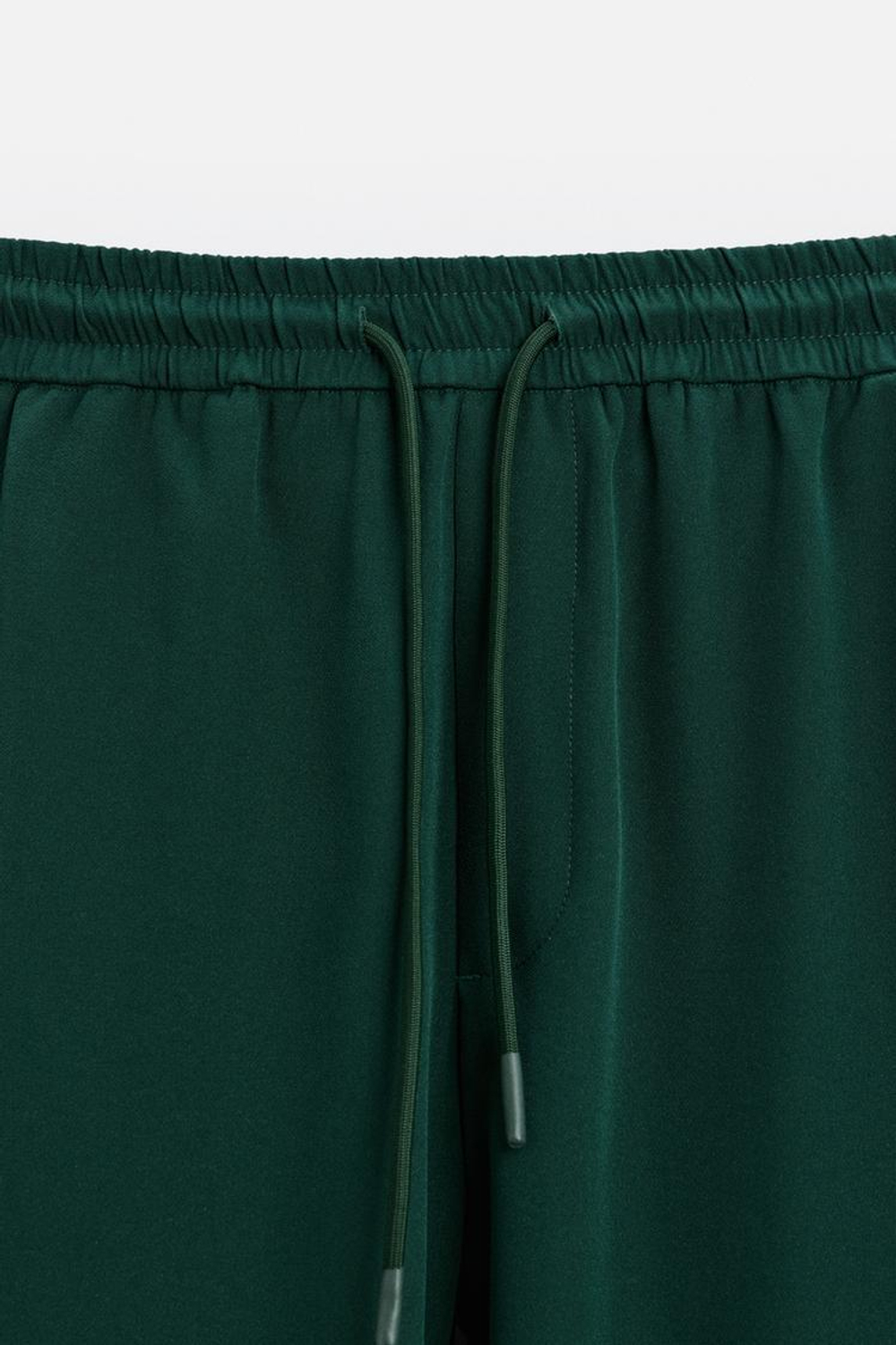 ZARA БРЮКИ ИЗ ВЫСОКОТЕХНОЛОГИЧНОЙ ТКАНИ С ЛАМПАСАМИ, БУТЫЛОЧНО-ЗЕЛЕНЫЙ