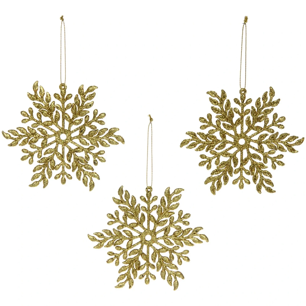 Подвеска «Волшебная снежинка» 11,5 см (набор 3 шт), Золото