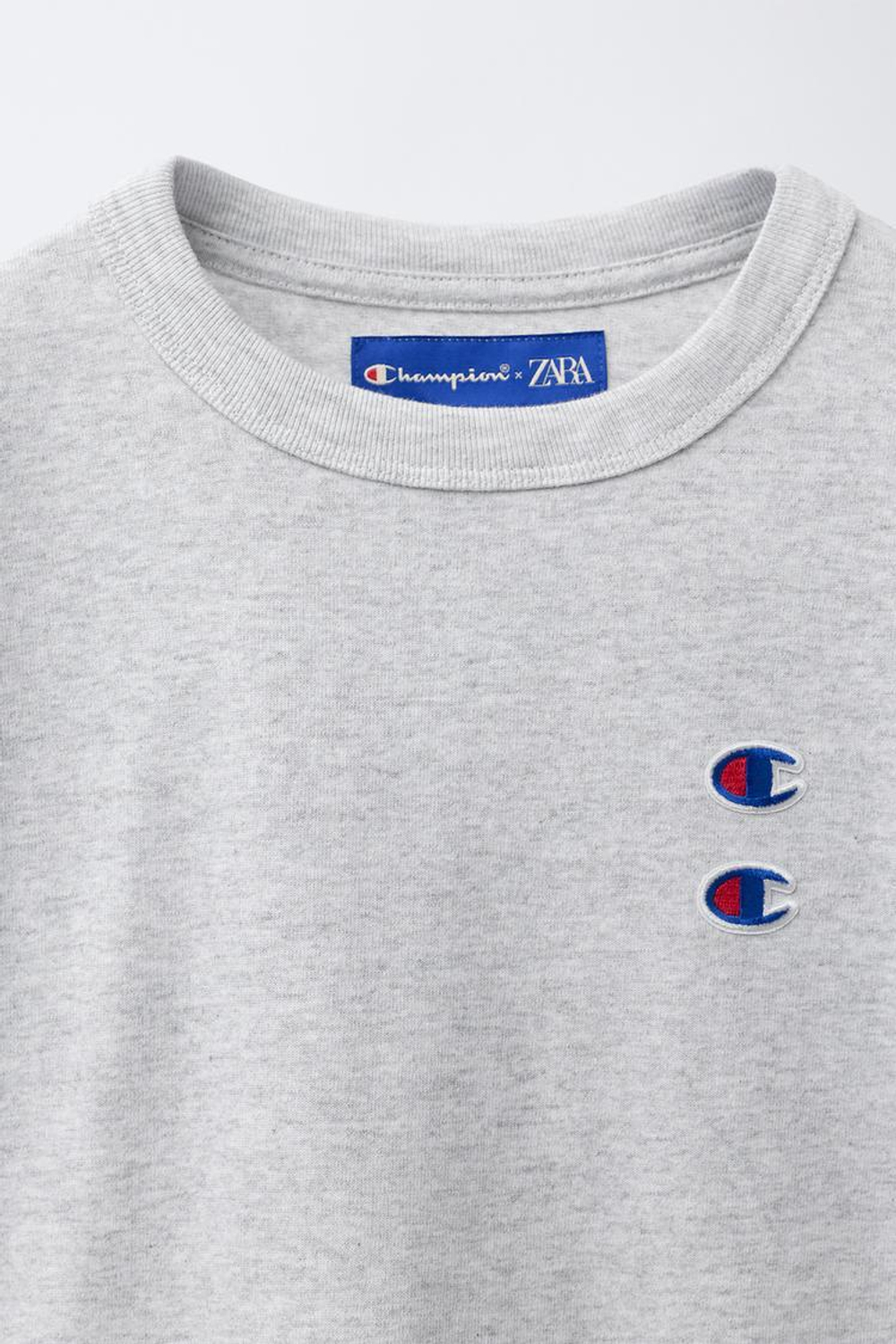 ZARA Х CHAMPION ® ФУТБОЛКА С ЭТИКЕТКОЙ, СЕРЫЙ