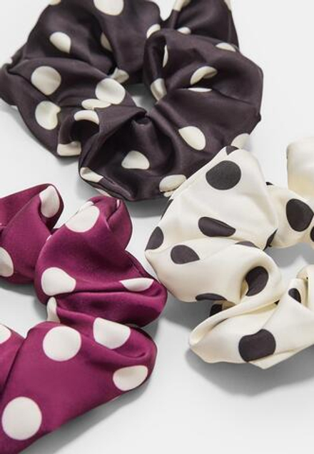 STRADIVARIUS Набор из 3 резинок для волос в горошек, черный