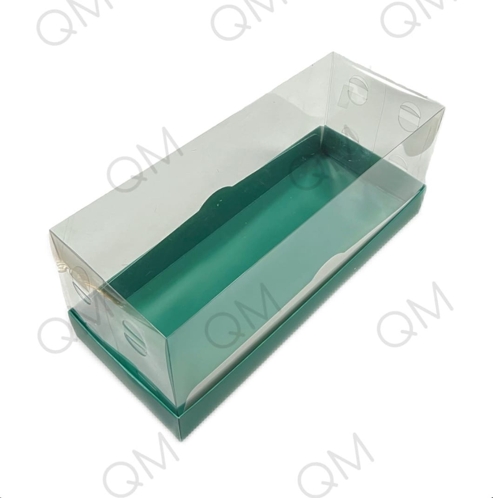 Коробка для рулета ПРЕМИУМ с пластиковой крышкой 300х120х120 мм (зеленая матовая), 50шт