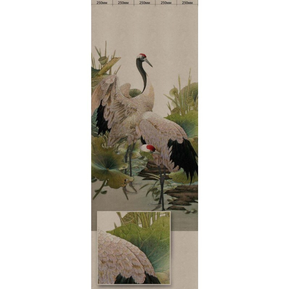 Ламинированная панель ПВХ ВЕК с цифровой печатью Жемчужный шелк - Два журавля 2700х250мм