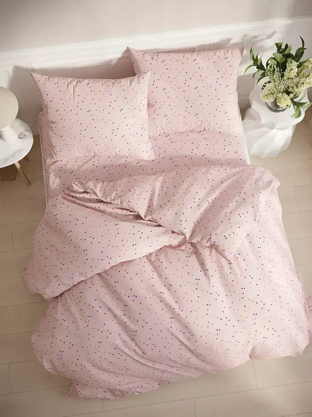 Наволочка комплект 2шт перкаль Сказка "Сердечки" 45х45 см на молнии