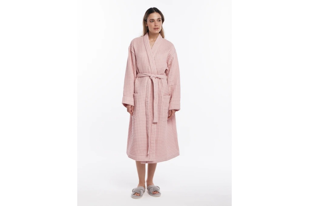 Халат вафельный женский Home One пыльная роза 52-54