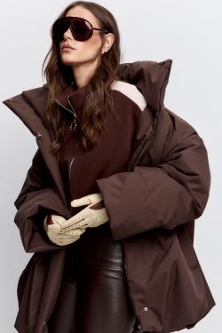 Куртка-баллон зимняя Айсель шоколадного цвета