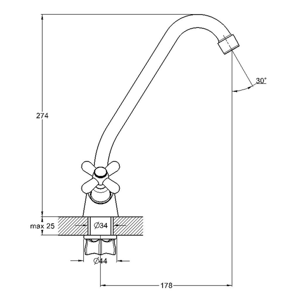 Смеситель для кухни, G.lauf, с кран-буксой, хром, QSL4-A827