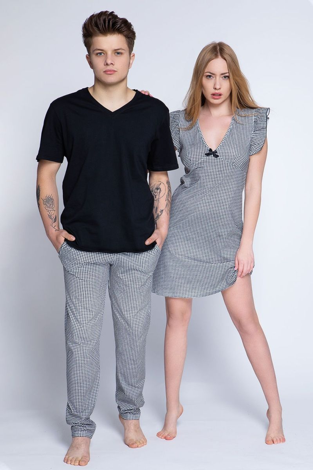 Молодежная мужская пижама Bruno (Размер: XL) (Цвет: черный с белым)