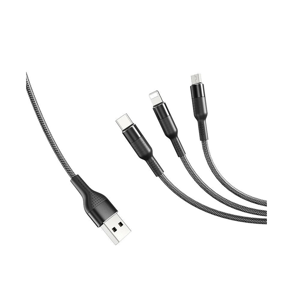 Интерфейсный кабель Awei CL-972 3 in 1 120W 2.0A 1.2m Чёрный