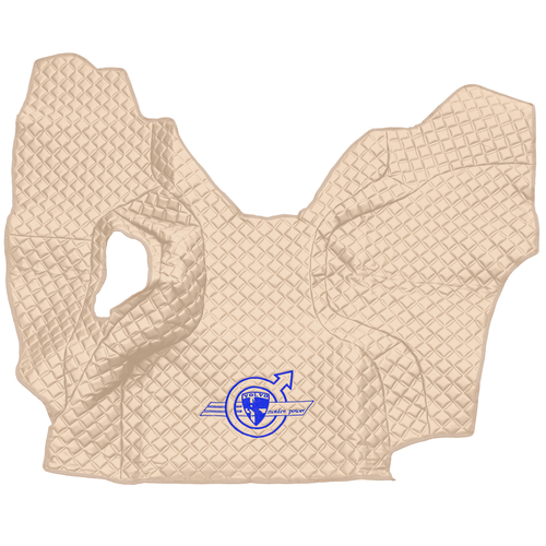 Ковры VOLVO FM до 2008 года (экокожа, бежевый, бежевый кант, синяя вышивка)