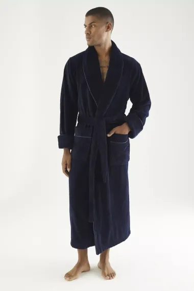 Халат мужской махровый 7235 темно-синий  Nusa
