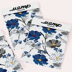 Ткань лен цветы васильки
