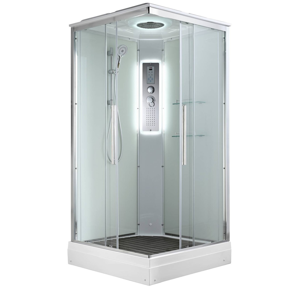 Душевая кабина AvaCan (АваКан) K2080LED с низким поддоном, с ГМ, с электрикой и LED освещением, 80х80х220