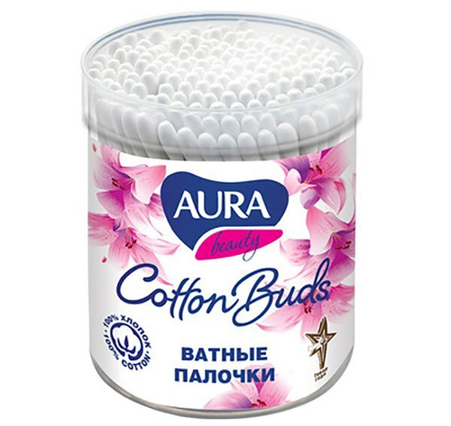 Ватные палочки Aura, 200 штук в стакане