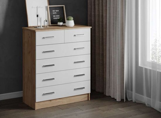 Комод КАТРИН-5 дуб крафт золотой / белый