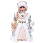 Снегурочка музыкальная "Сказочный день" в серебряной шубке 30 см (Серпантин)