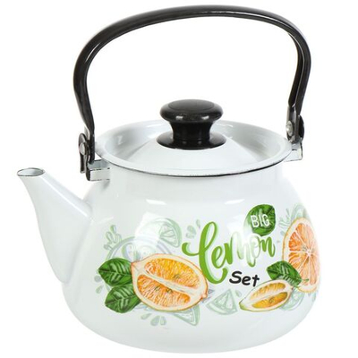 Чайник сталь, эмал, 3 л, ручк металл, Керчь, Лимонный сет, 42104-122/6-У