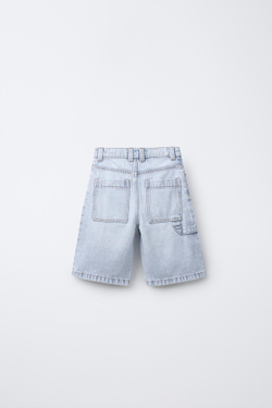 ZARA ДЖИНСОВЫЕ ШОРТЫ КАРГО ОВЕРСАЙЗ, ГОЛУБОЙ