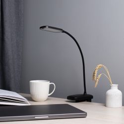 Настольный светильник ЭРА NLED-525-6W-BK светодиодный аккумуляторный на прищепке черный