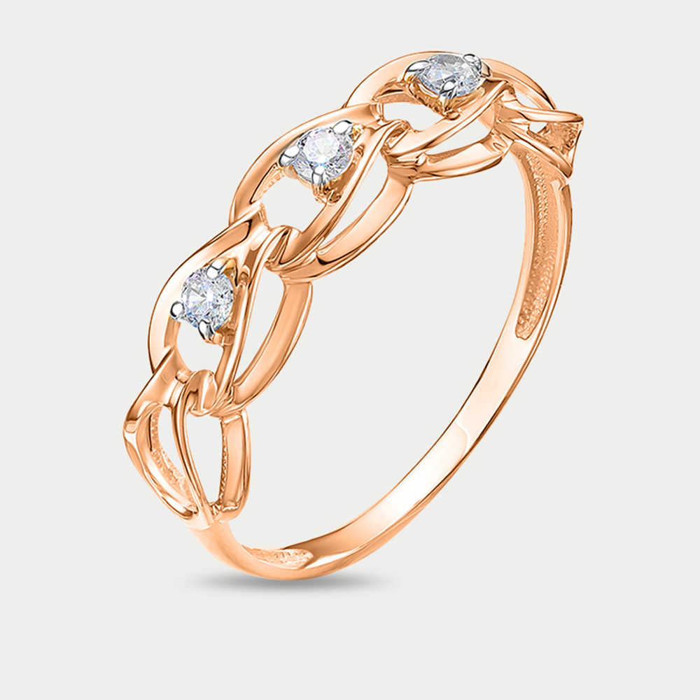 Кольцо женское из розового и белого золота 585 пробы с фианитами (арт. 1104471)