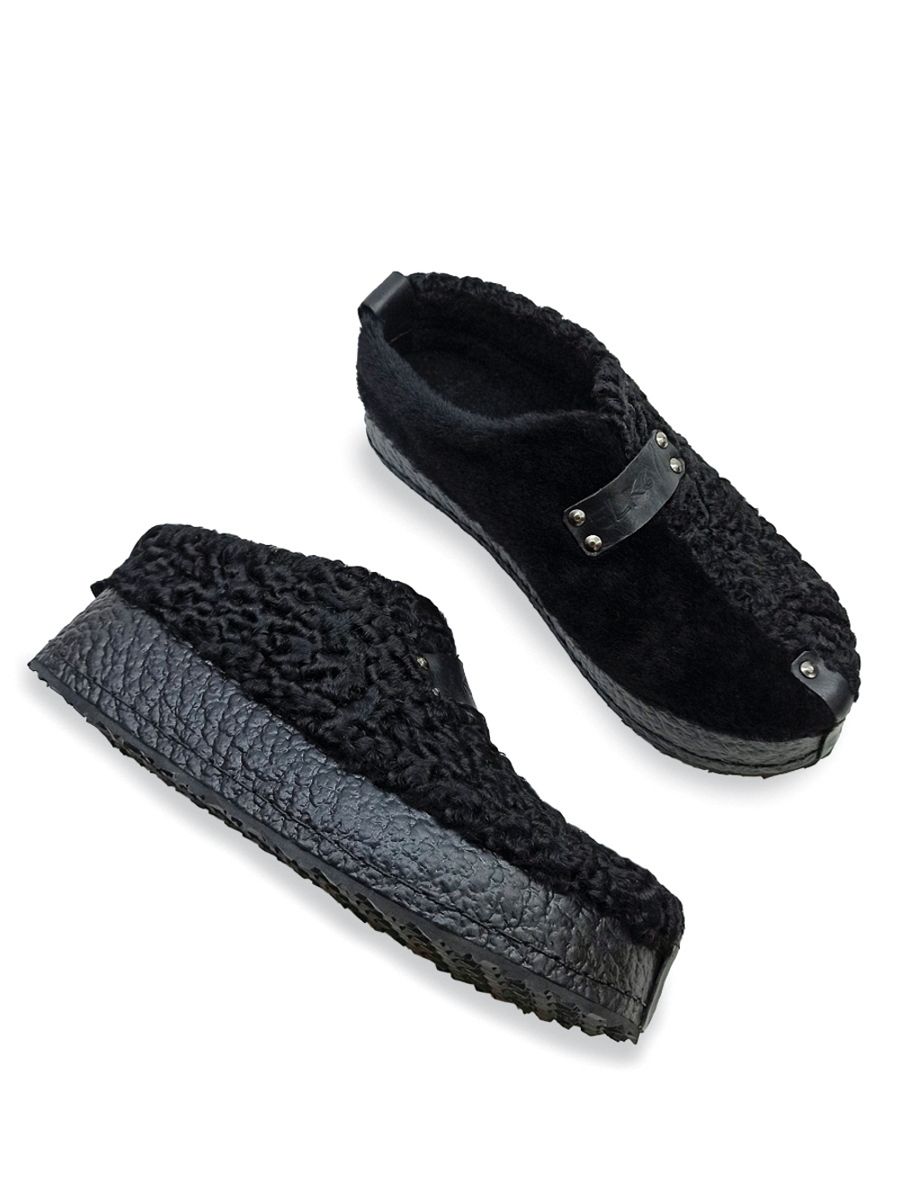 Туфли меховые "Double Black"