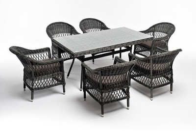 Обеденная группа плетеная Амароне (AmC6T-7-SET graphite) графит