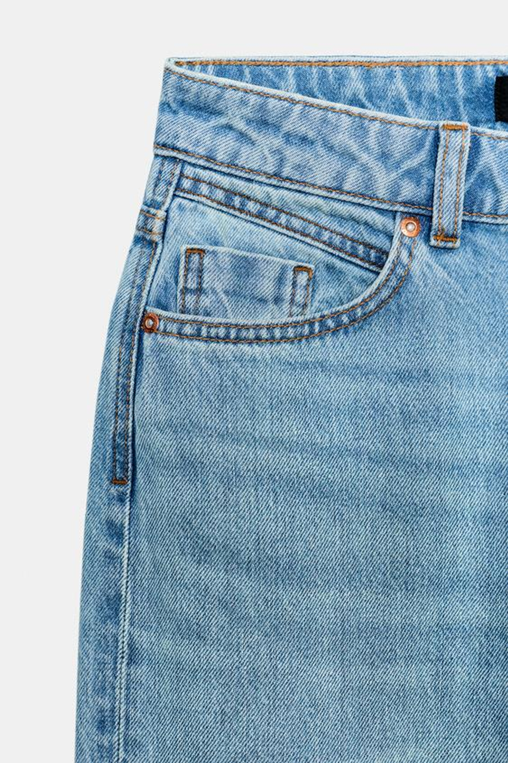 ZARA ДЖИНСЫ Z1975 REGULAR FIT LONG LENGTH С ВЫСОКОЙ ПОСАДКОЙ, ГОЛУБОЙ