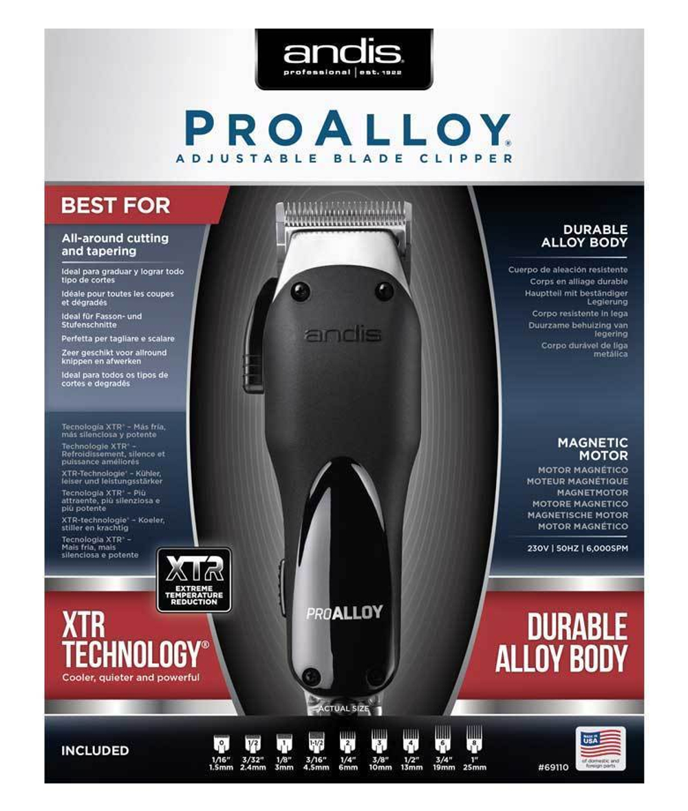 Машинка для стрижки Andis AAC-1 Pro Alloy, сетевая, 8 Вт, 9 насадок, черная