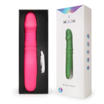 Розовый вибратор с возвратно-поступательными движениями и вращением бусин - 22,3 см. (Цвет: розовый)