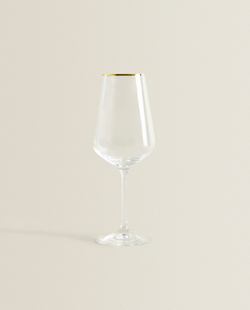 ZARA HOME БОКАЛ ДЛЯ ВИНА ИЗ БОГЕМСКОГО ХРУСТАЛЯ В ЗОЛОТОЙ ОПРАВЕ