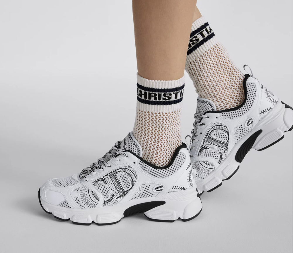 Женские кроссовки Dior Chrono Sneaker — бело‑чёрные