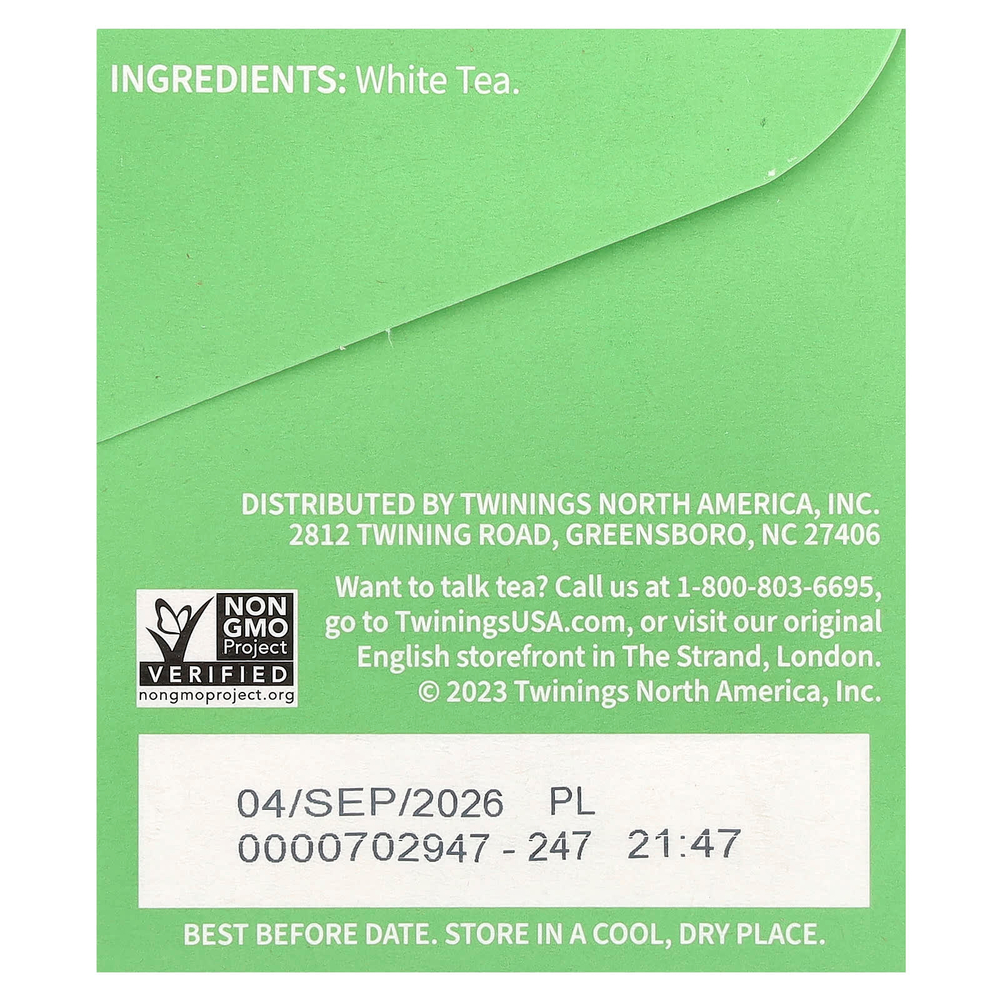Twinings, Чистый белый чай, 20 чайных пакетиков, 30 г (1,06 унции)