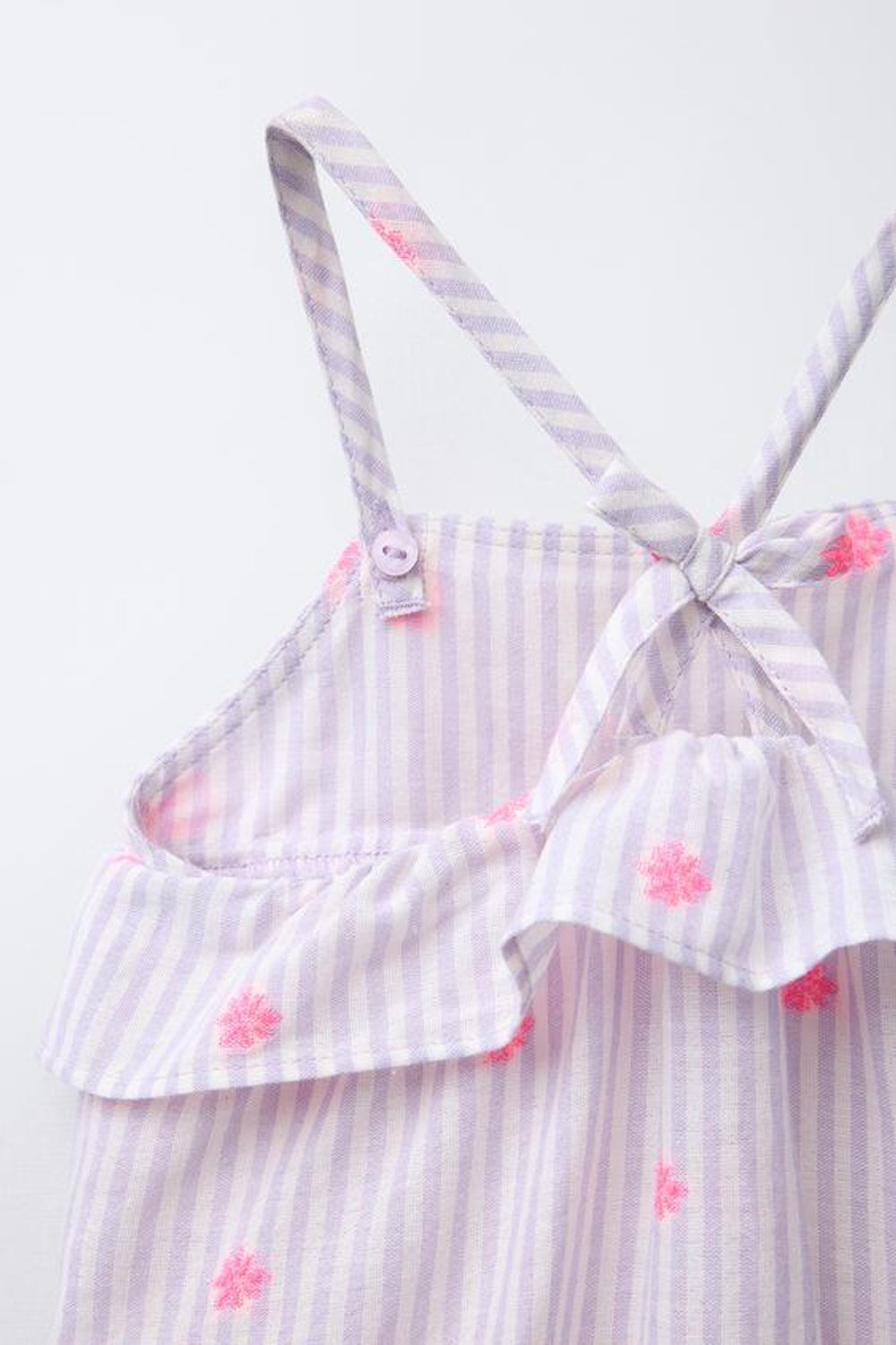 ZARA КОМБИНЕЗОН В ПОЛОСКУ С ЦВЕТОЧНОЙ ВЫШИВКОЙ, СВЕТЛО-СИРЕНЕВЫЙ