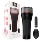 Черный мастурбатор-вагина с вибропулей и пультом ДУ