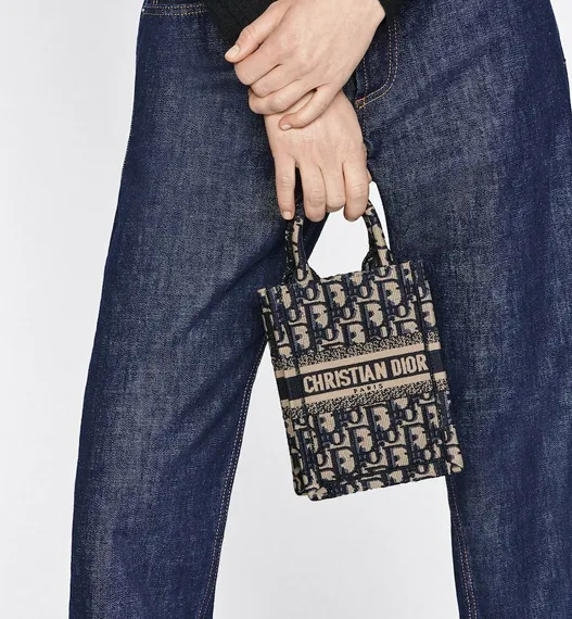 Сумка Dior Book Tote для телефона, модель мини-формата синий